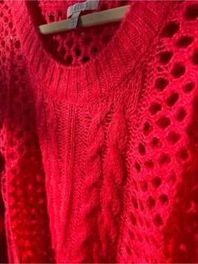 Vintage Delia’s Circa 2010’s Neon Coral Cable Feather Light Knit Women's Sweater
